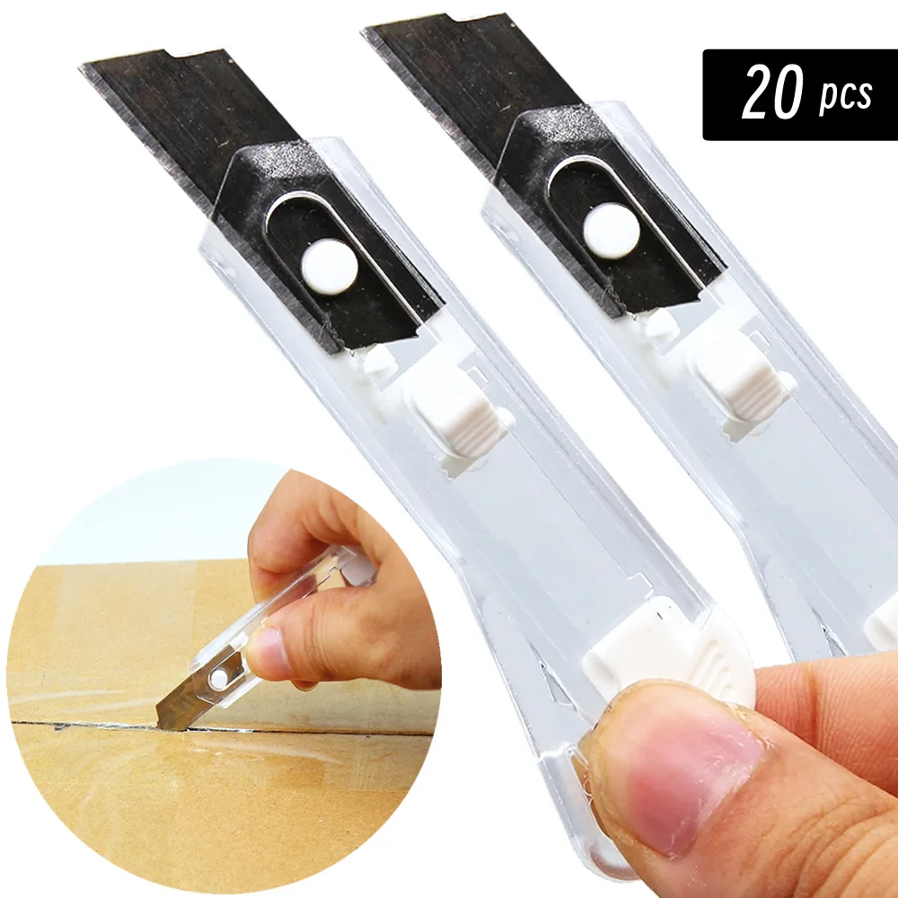 1/20 قطعة سكّين متعدّد الاستخدامات شفافة الصلب ورقة قطع صندوق أدوات القطع عدة شفرات عدم الانزلاق Unboxing سكين أدوات نحت الحرف اليدوية #1