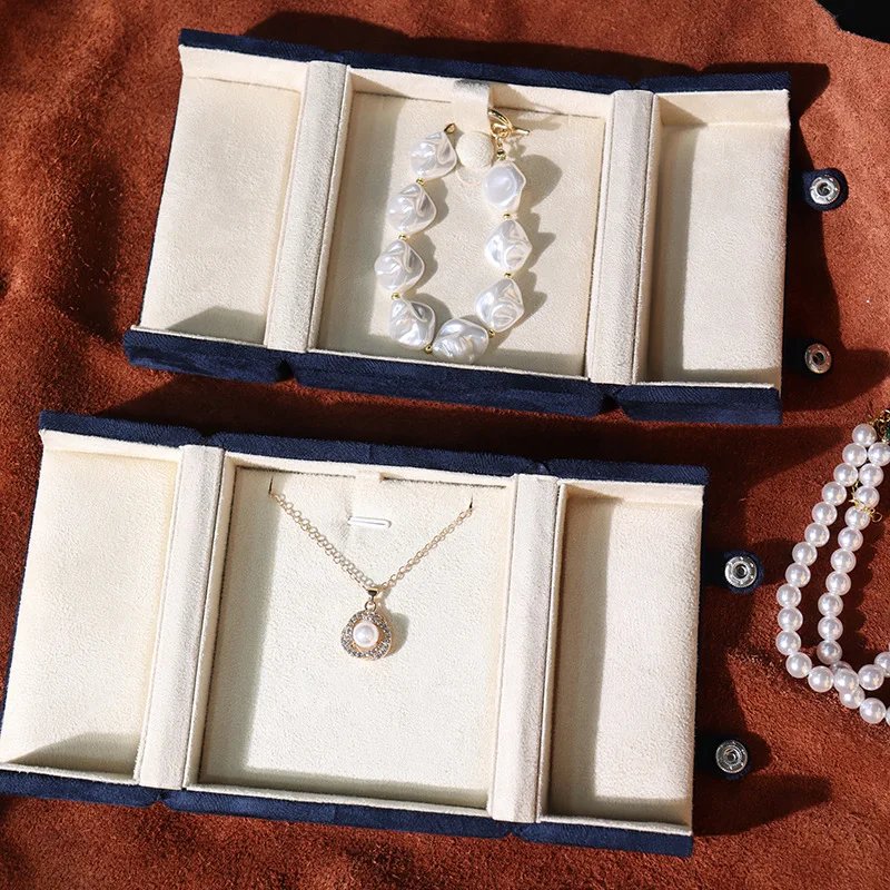 Velvet jewelry box, navy blue rounded corner jewelry packaging box, ring , pendant bracelet box