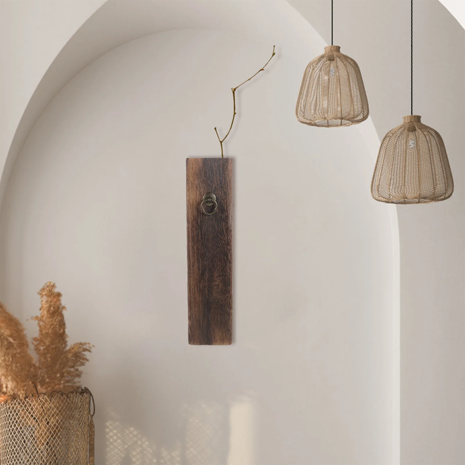 

1pcs Wooden Wall Vase Wall Mount Wood Planter For Home Office Decor Hanging Plant Holder For Flowers Greenery Artificial Plants