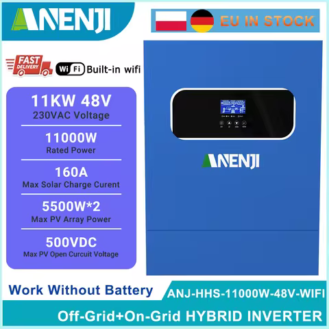 11KW Hybrid Solar Inverter 48V MPPT Photovoltaic On/Off Grid Inverter 220VAC PV 500V Built-in 160A Solar Charge Controller