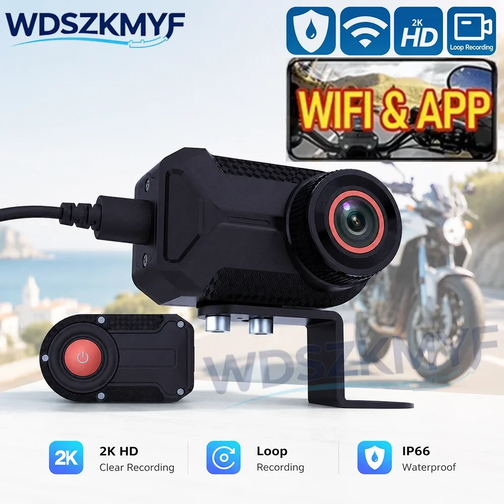 

Motorcycle Driving Recorder Dashcam 2K HD IP66 Waterproof WIFI & APP Outdoor Riding Motorcycle Accessories Loop recording