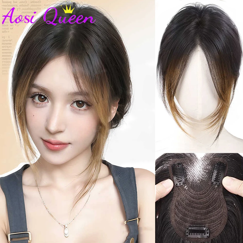 

Middle-parted Bangs Invisible Seamless Head Hair long Straight Hair Highlight Bangs Head Overhead Natural Replacement Cover Whit