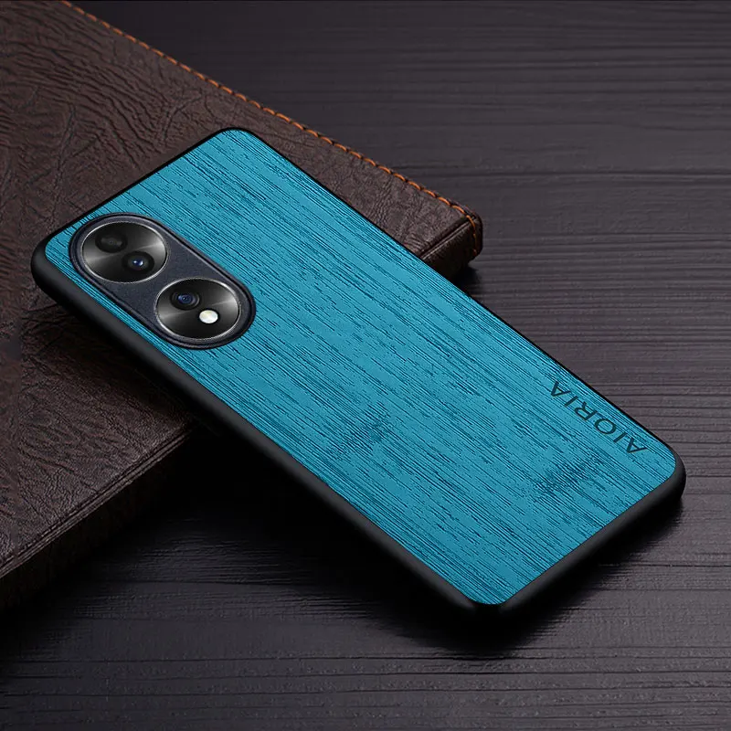 Case for Honor 70 50 20 10 8X pro bamboo wood pattern Leather cover Luxury coque for Honor 50 pro case capa