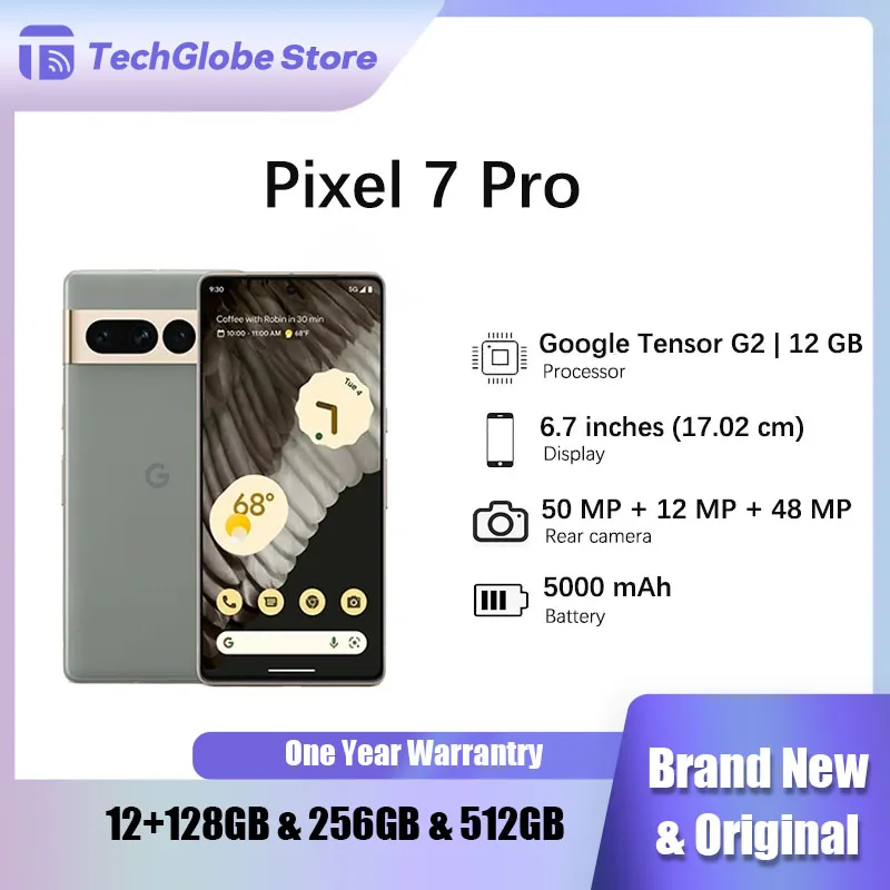 Google Pixel 7pro Pixel7pro 5G Android Google 7 pro 6.7inch Original Cell Phone 128GB 256GB ROM Smartphone