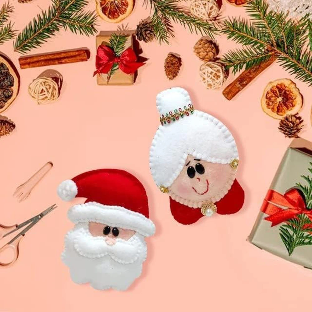 Xmas Santa/Mrs-Claus Template Set Hand-made Felt Ball Rulers Reusable DIY Craft Tool for Household