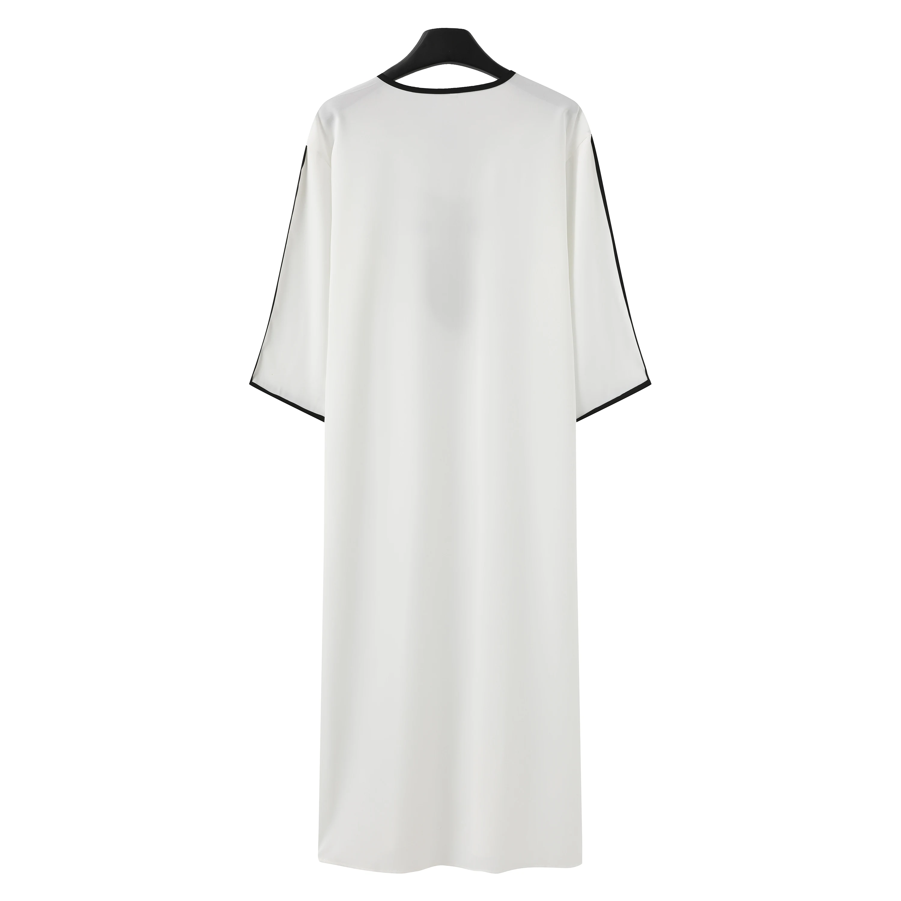 New Arab national style short-sleeved round neck embroidered Islamic dress Saudi Arabian white robe