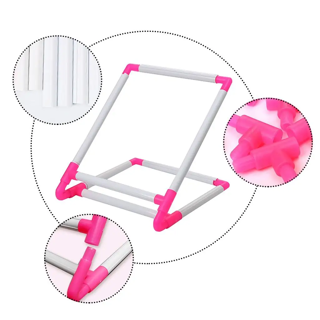 Plastic Cross Stitch Frame Portable Clip Embroidery Stand Square Hoop Lightweight DIY Craft Needlepoint Tool for Home Studio