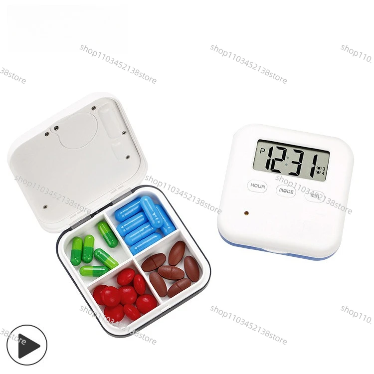 Creative Smart Portable Timed Reminder Pill Box Six-Compartment Mini Portable Pill Box
