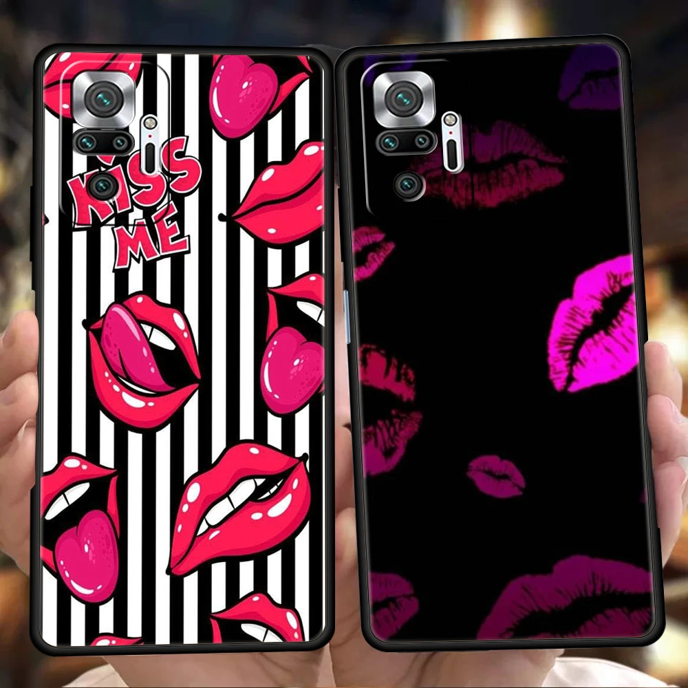 

Sexy Girl Red Lips Kiss Phone Case Cover for Redmi 13C 10C Note 13 12 10 11 Pro Plus 7 8T K40 K50 Gaming Pro Plus Soft Shell Bag