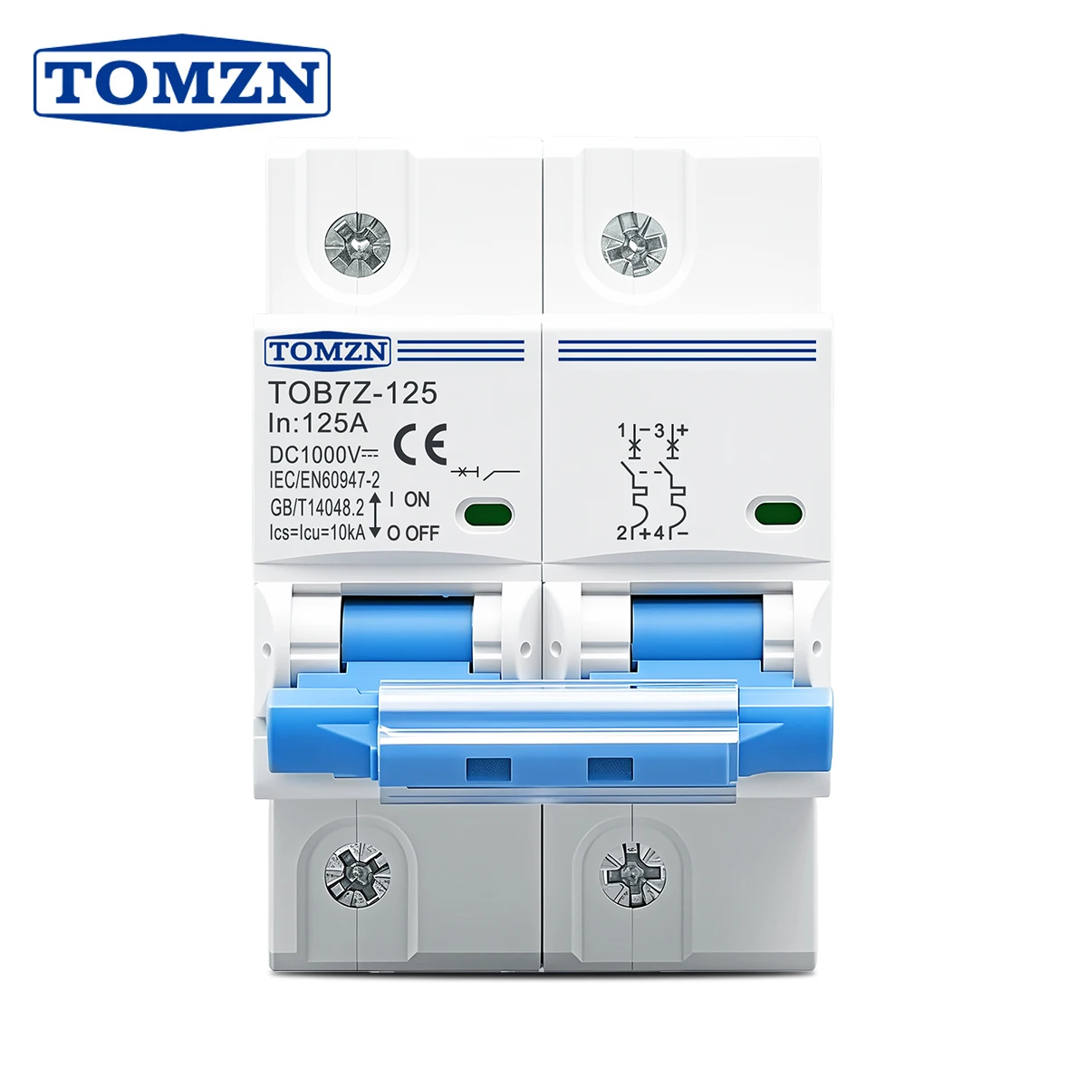 TOMZN 2P 1000V DC MCB 80A 100A 125A Circuit Breaker PV System Battery Main Switch