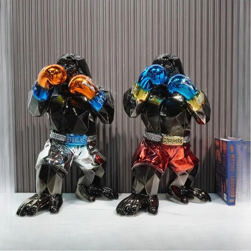 Modern Creative Home Decor Electroplating Gorilla Sculpture Animal Figurine Living Room Office Decoration Statue Resin Crafts