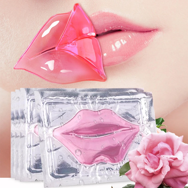 5pcs Crystal Collagen Lip Mask Lips Plumper Pink Lip Patches Moisture Essence Firming Korean Cosmetics Skin Care for Beauty