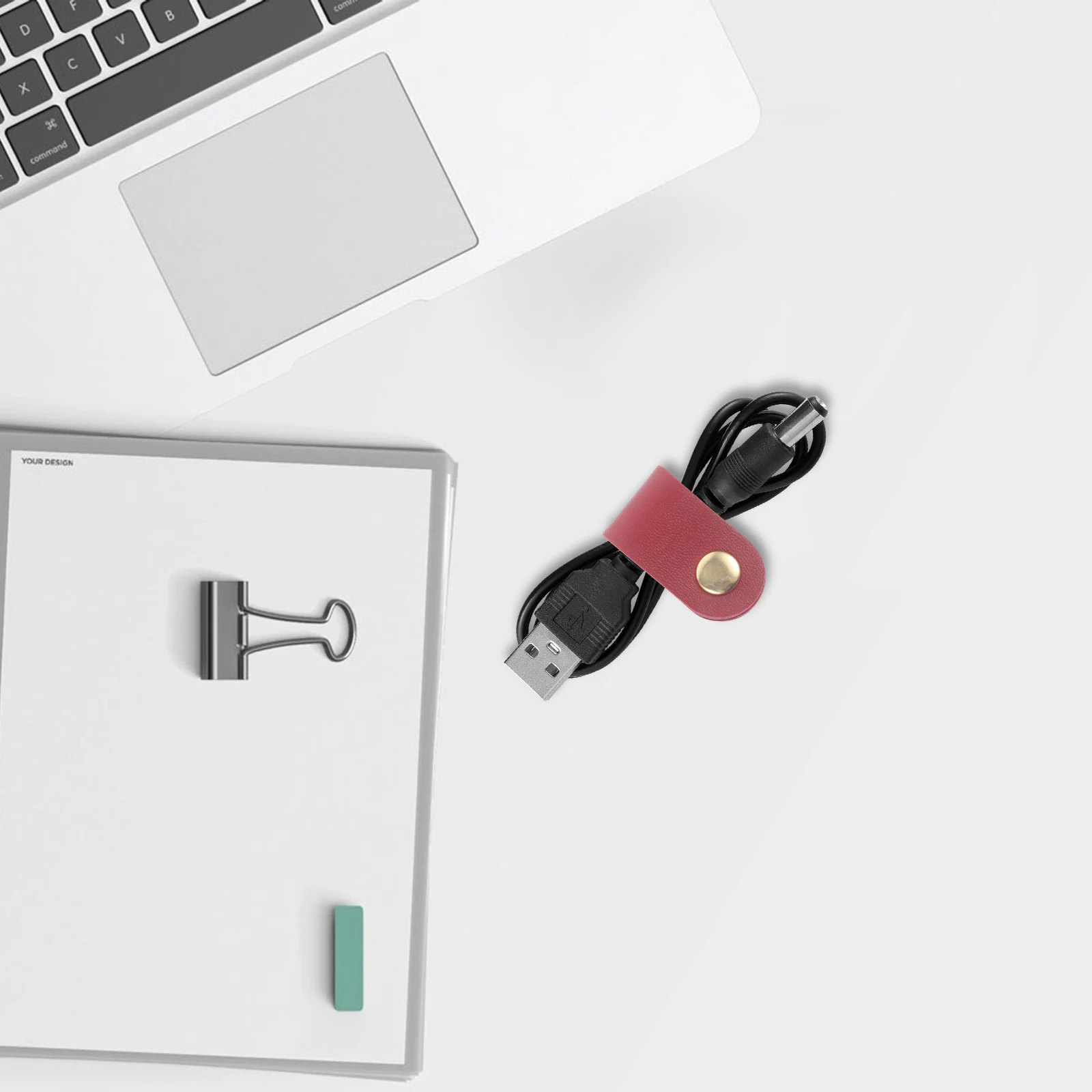 

5Pcs Faux Cable Organizer Straps Practical Cord Fixing Strap Portable Wire Wrap Management for Home Office Travel