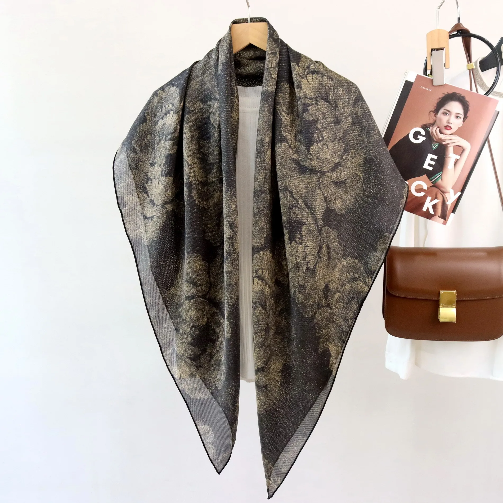 Winsleter-Women 100%Real Silk Elegant Scarf, 108*108CM Print, Mom Gifts Luxury Temperament Kerchief, 2026 Spring New A62547CC