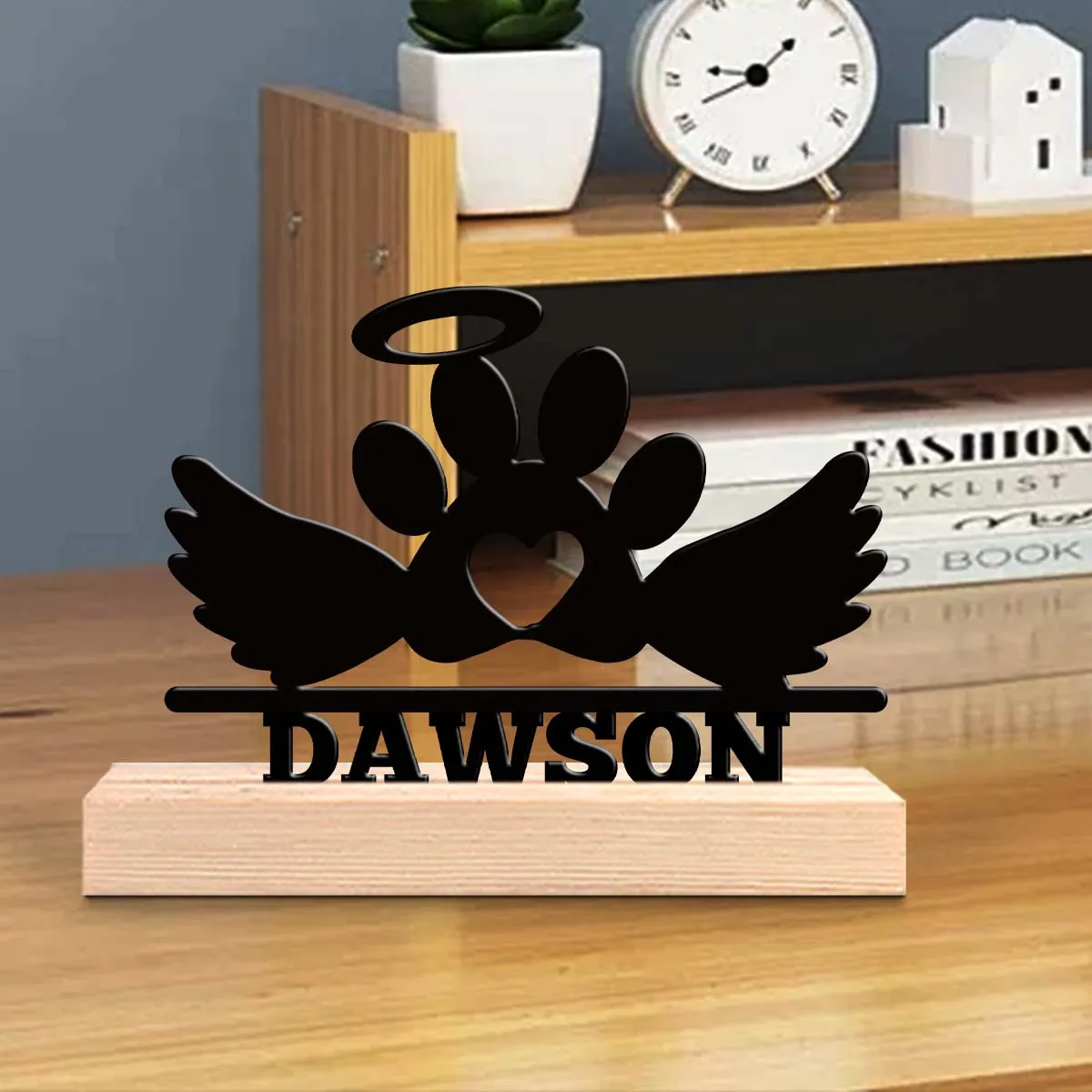 1pc Metal Ornaments with Customizable Names Custom Content Equipped with Wooden Base Home and Office Decorations,Christmas Gifts