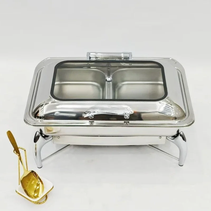Rectangle buffet hot pot set insulation equipment with hot pot serving and heater