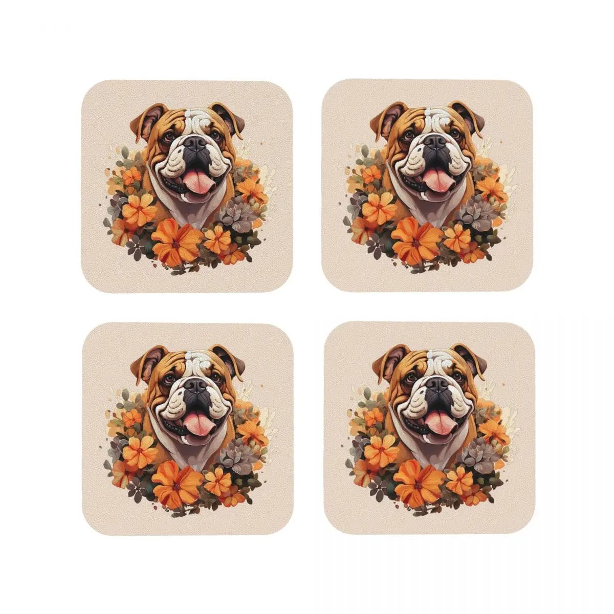 

Подставки Happy British Bulldog, кухонные салфетки, нескользящие изоляционные коврики для чашек, кофейные коврики для декора, домашняя посуда, подушечки, набор из 4 шт.