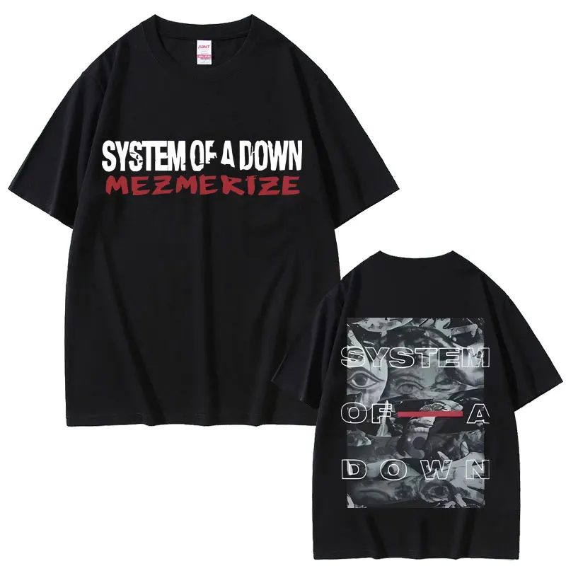 Rock Band System of A Down Mezmerize Double Sided Print T Shirts Men Women 90s Alternative Metal T-shirts Men's Oversized Tshirt