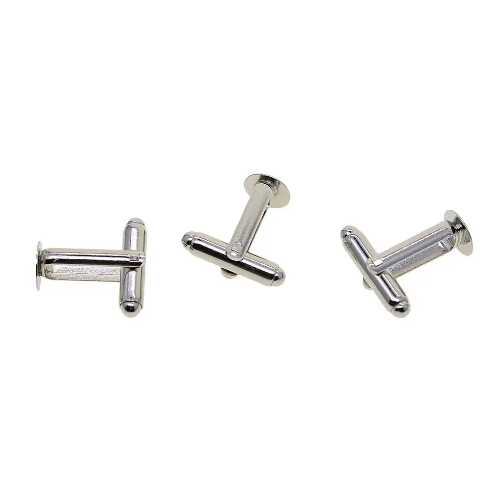 Cuff Links 8mm Brass Silver Cuff Link Settings Jewelry Making Base for Men Gift DIY