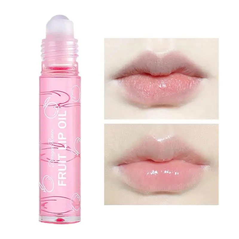 Brillo de labios hidratante transparente, bálsamo Roll-on de frutas, maquillaje de labios, aceite de brillo de labios con sabor de imprimación, aceite de labios transparente hidratante