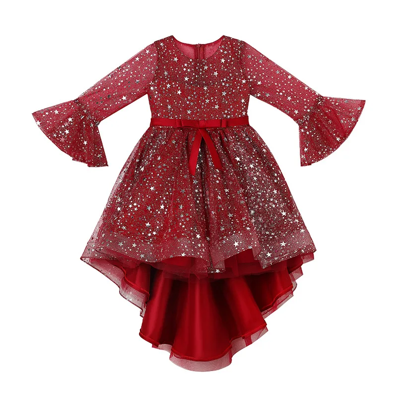 Christmas Costume Star Sequins Princess Dress for Teen Girls Kids Evening Dresses Long Luxury 2023 Party Gowns Fluffy Vestidos