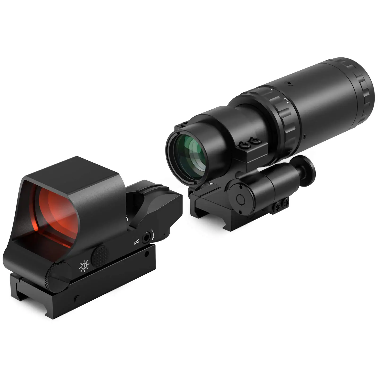 

M37 1.5X - 5X Red Dot Sight Scope Magnifier With RS-30 Reflex Sight Combo Kit Multiple Reticle System For Rifle Hunting Scopes