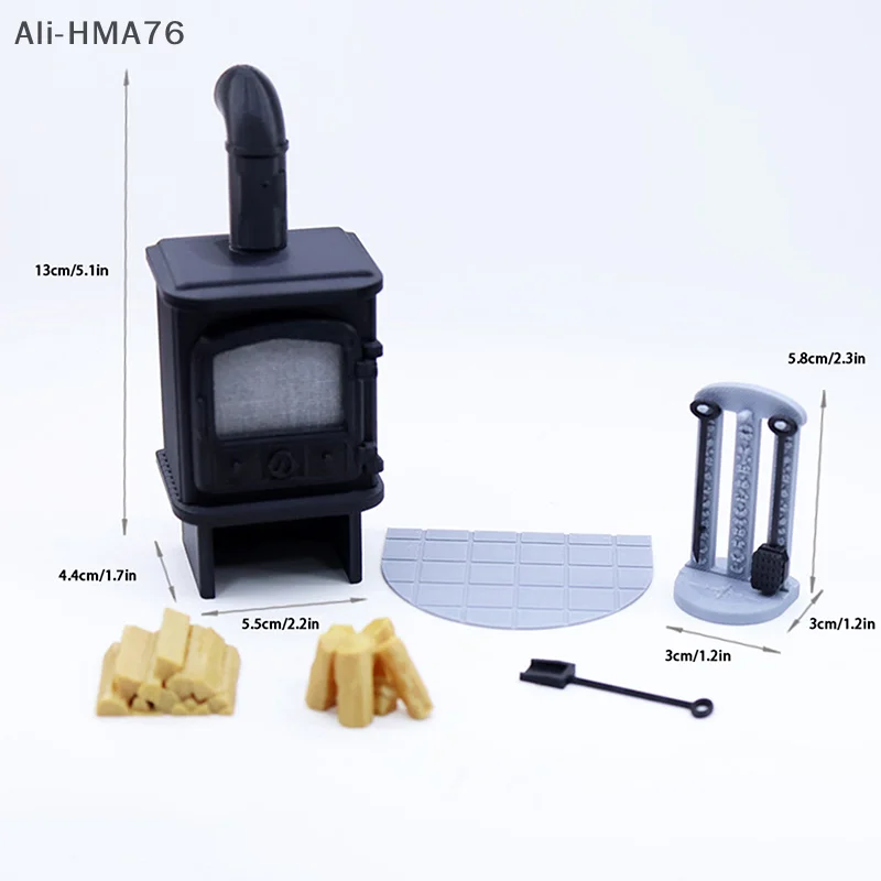 Mini poêle à cheminée pour maison de poupée, modèle de cheminée, décoration de salon, accessoires de meubles, 1/12