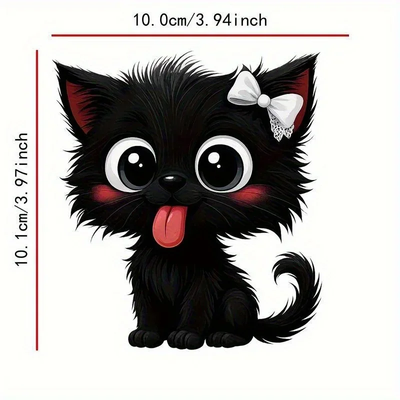 1PC 風変わりな黒い子猫の車用ステッカー、車のフェンダーの屋根用のクリエイティブなペットデカール、車に甘い外観を追加するのに最適です。