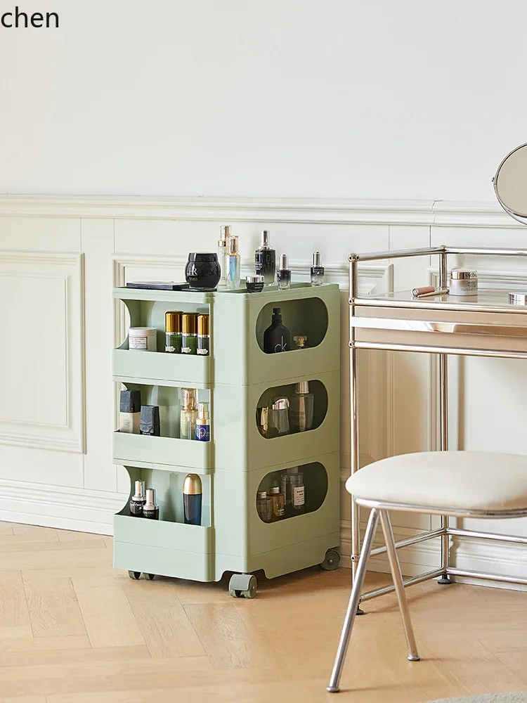 C6.15 Cosmetics Storage Cabinet Simple Bedside Table Movable Rotary Locker