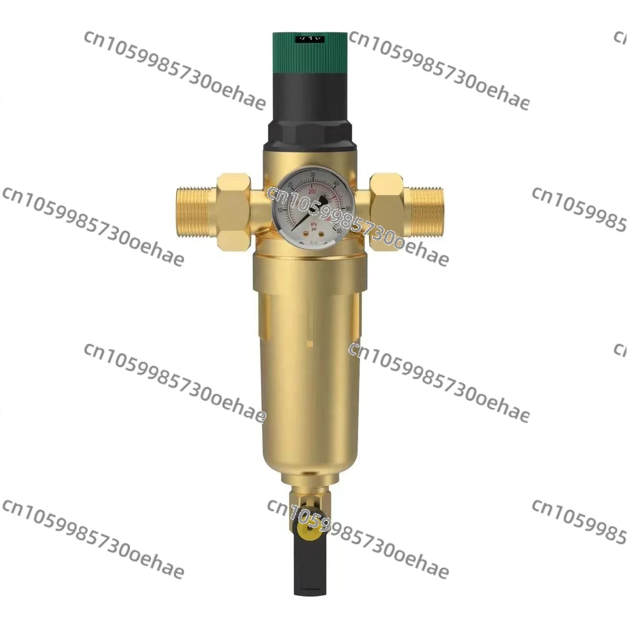 Brass 3 in 1 Household Whole House Backwashing Water Filtration System Rotary 40 Micron Mesh Filter Water Pressure Regulator