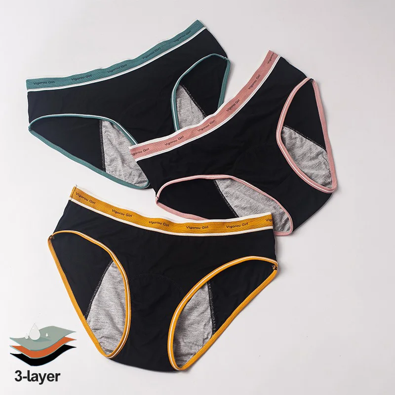 Solid Adolescent Girls Period Underwear Leak Proof Menstrual Panties for Teenage Girl Soft Washable Girls Physiological Briefs