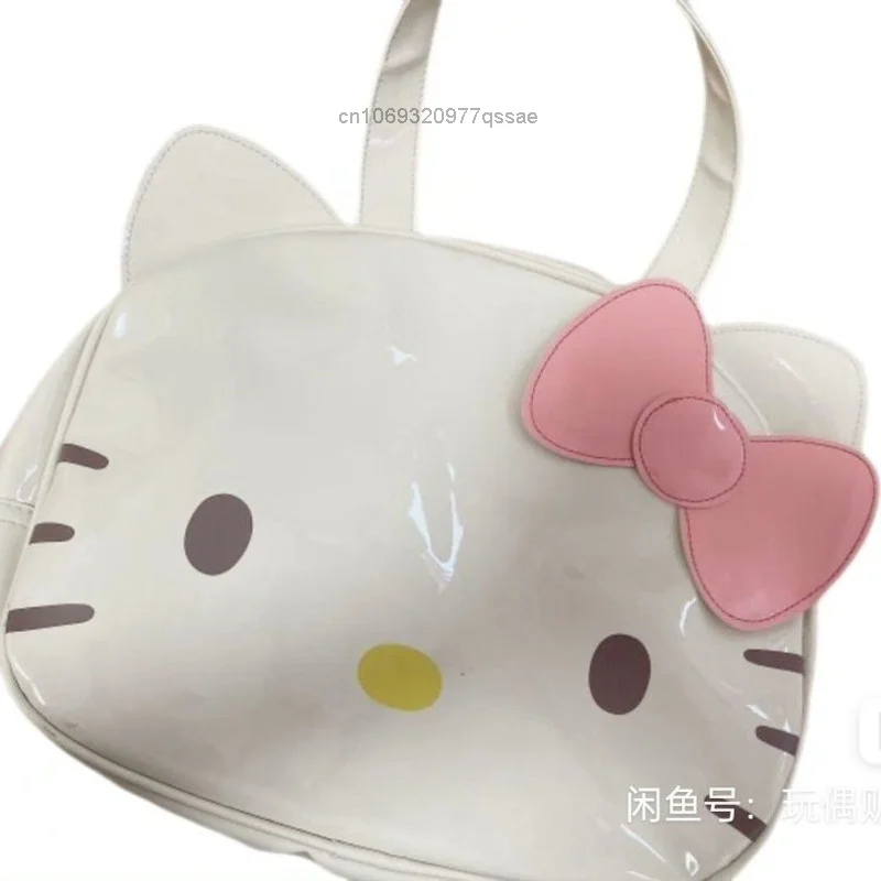 Middle Vintage Sanrio Hello Kitty Kitten Shaped Tote Bag For Girls PU Handbag 3D Cartoon Cute Cartoon One Shoulder Bag For Women