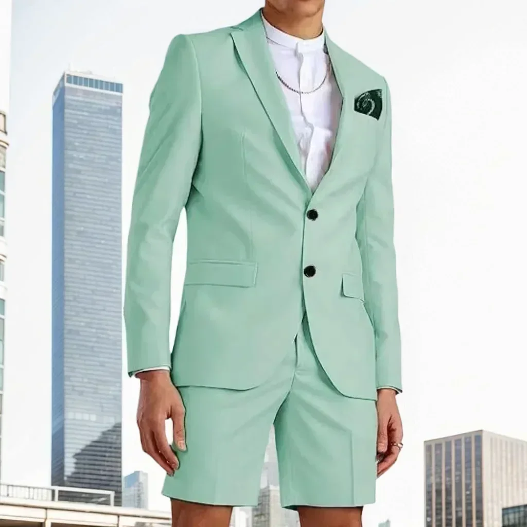 

A Two-piece Set of Short-sleeved Shorts for Summer Beach Costume Fashionable Fitted Short Suits Graduation Party Circus