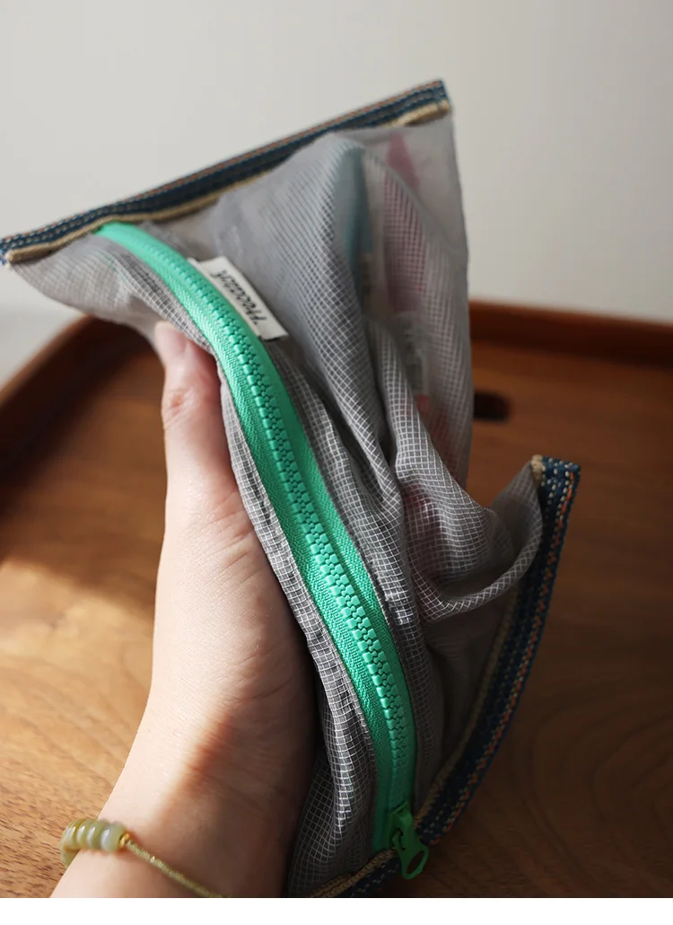 Translucent Mesh Nylon Storage Bag ID Bag Travel Ticket Data Line Pen Storage Portable Thin Foldable Cosmetic Bag Pencil Case