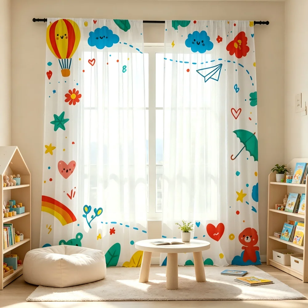 Curtain Sheer Voile - Lot de 2 rideaux transparents à