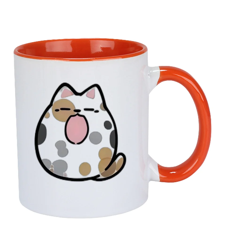 11oz Ceramic Coffee Mug with Cute Chubby Spotted Cat Print Home Use Tableware for Birthday Christmas Holiday Present Mother’s Da