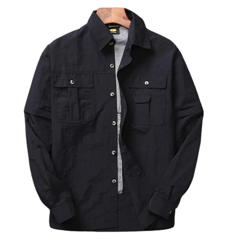 

Men's Shirt Hiking Camping Breathable Quick Dry UV Protection Solid Convertible Long Sleeve Climbing Fishing Blouse