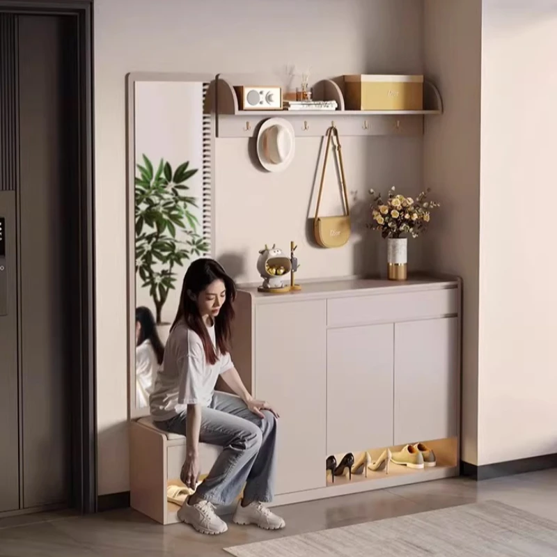 

Entrance Shoe Changing Cabinet Clothes Hanger For House Shoe Rack Hotel Storage Cabinet Large Capacity Living Room Furniture