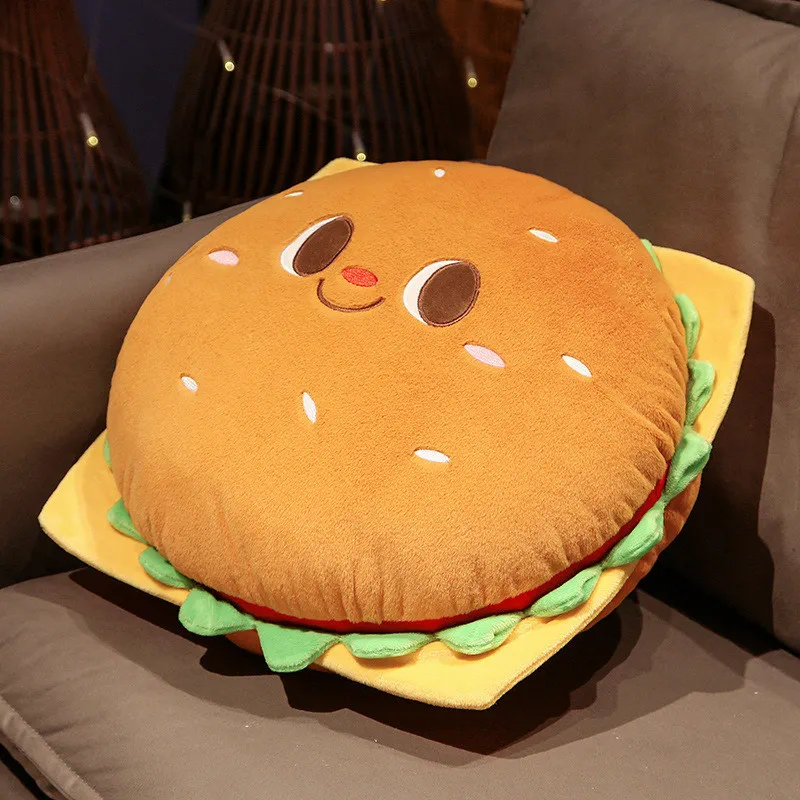 Funny Toast Bread Plush Pillow Cartoon Hamburger Stuffed Plushies Cushion Soft Decorative Pillows for Baby Girls Home Sofa Car