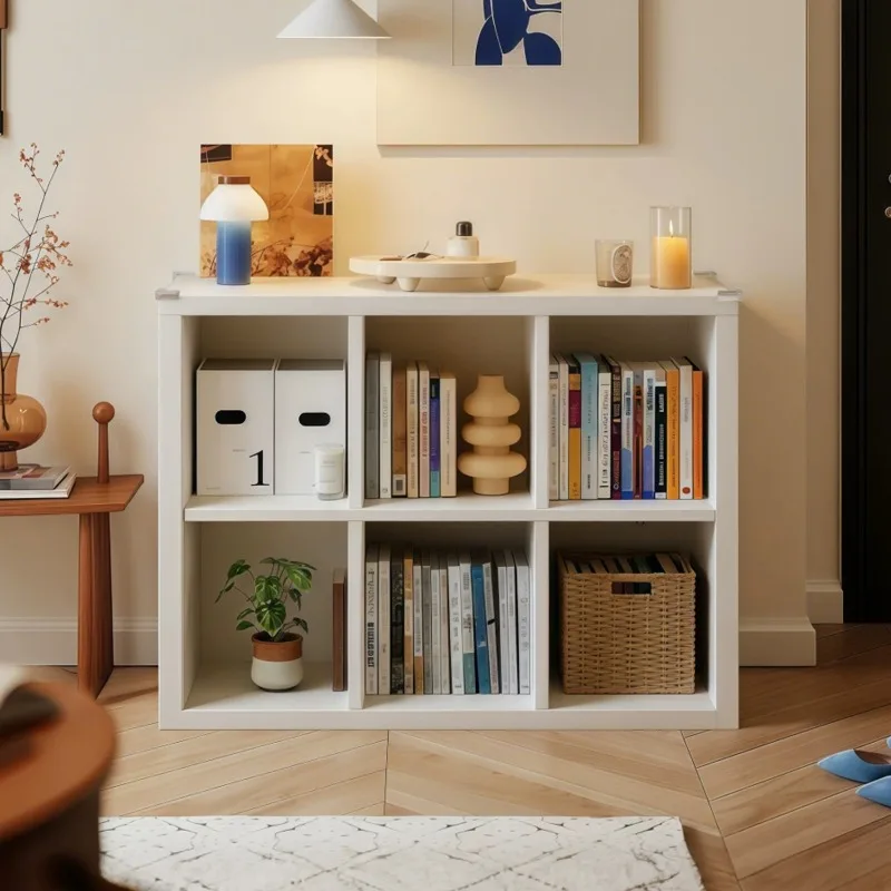 Kids Bookshelf Floor Standing Low Cabinet Grid Bookcase Wall Display Living Room Children Storage Furniture Bookcase Grid Cabine