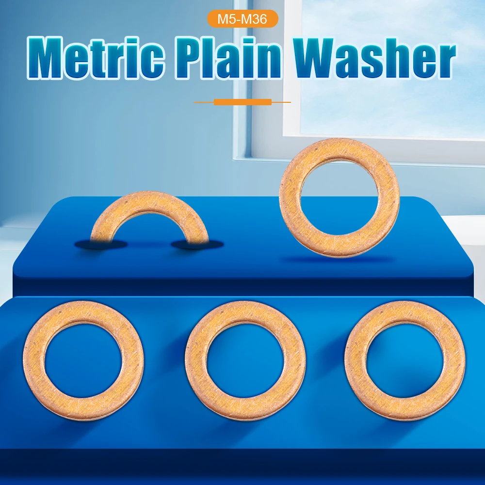 NINDEJIN Copper Flat Washer M5 M6 M8 M10 M12 M14 M16 M18 M20 M22 M24 M27 M30 M33 M36 Plain Washer Flat Gaskets for Screw Bolt