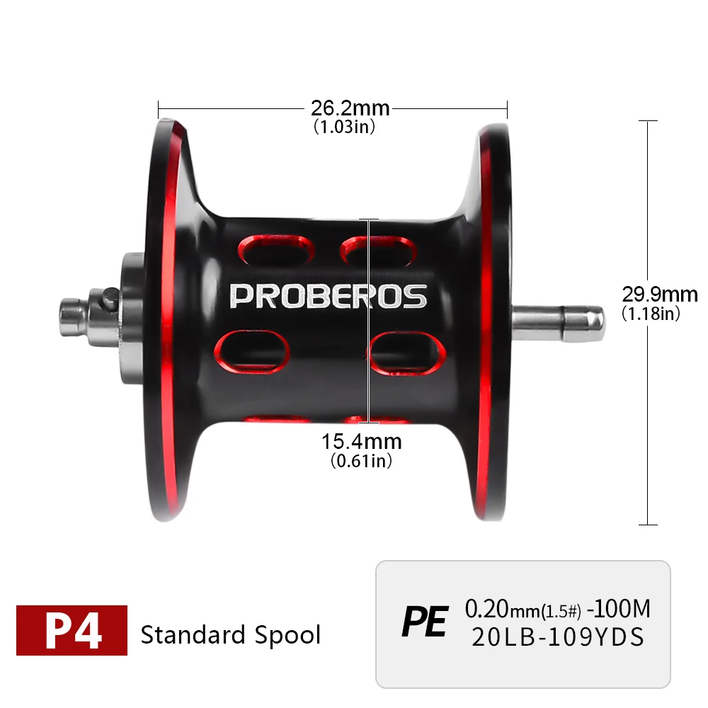 PROBEROS Baitcasting-Rolle 7,2:1 Übersetzungsverhältnis 5+1BB 8 kg/18 lb Drag 162 g Metallgehäuse Gusstrommelrad Salzwasser-Angelrolle Pesca – Detail 4