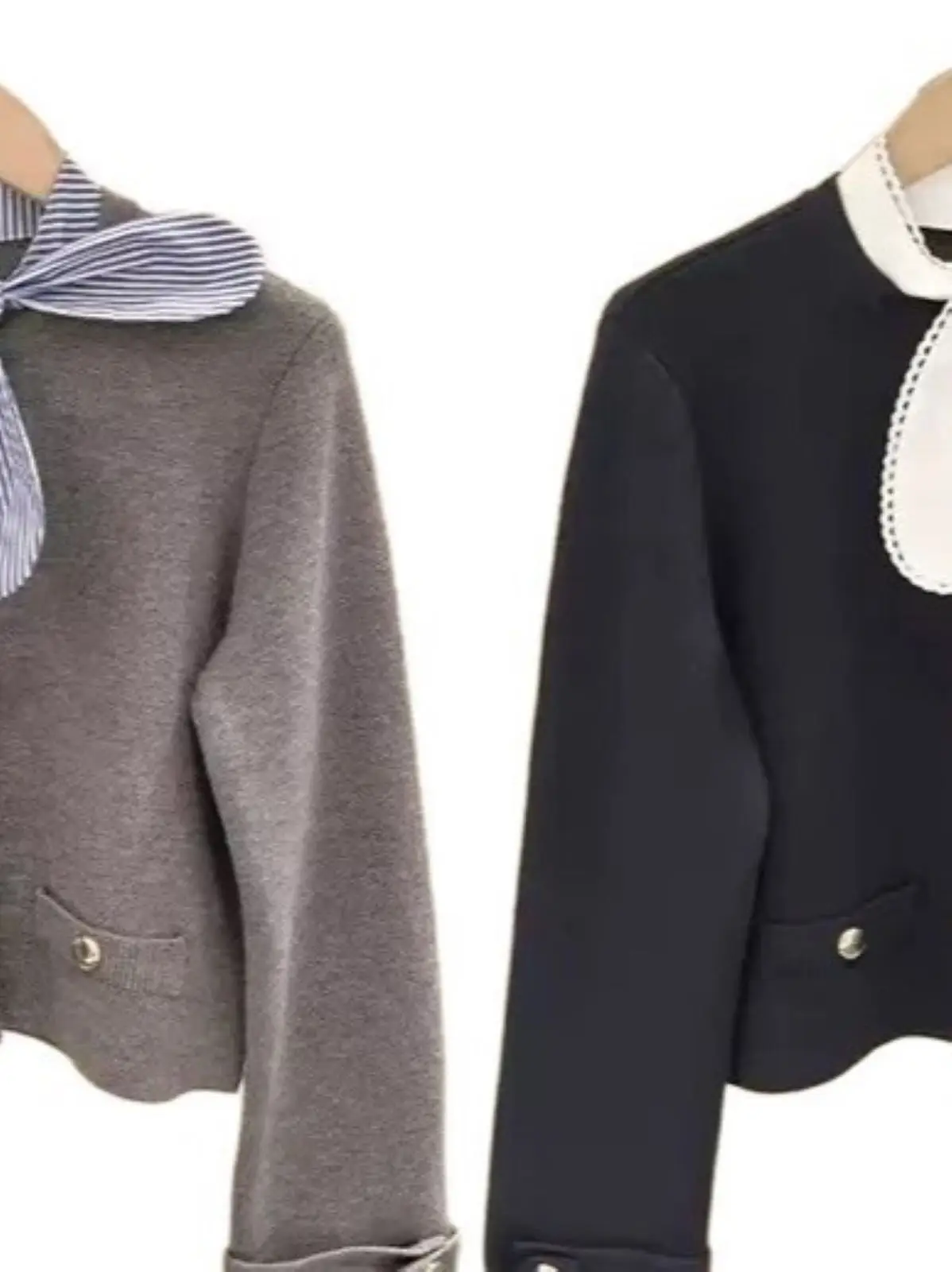 

Spring/Fall Women O-Neck Spliced Contrast Bow Tie Long Sleeve Solid Knit Cardigan Single Breasted Loose Fashion Elegant Coat
