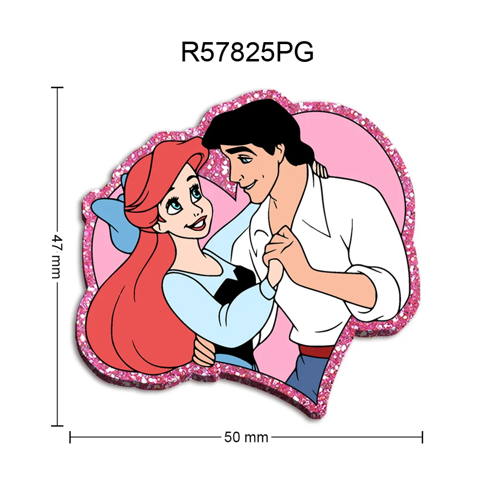 

5pcs Valentine Ariel Disney Mermaid Charms DIY Princess Sheets Chunky Glitter Acrylic for DIY Craft Pieces Hairbow Embellishment