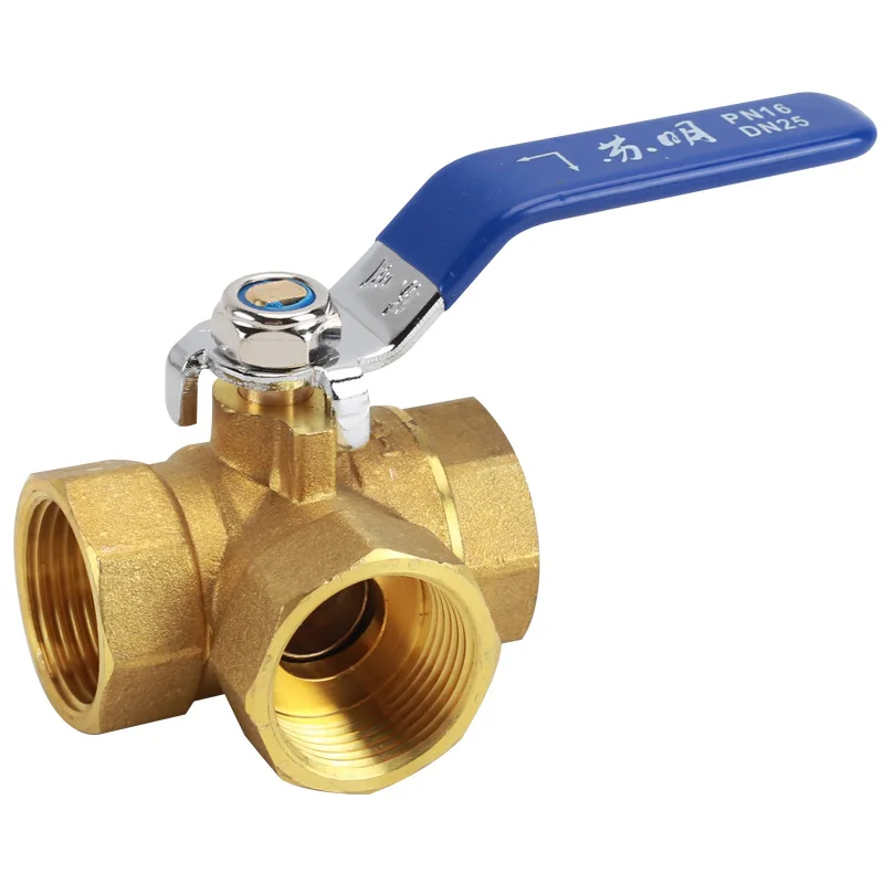 2 قطعة النحاس T نوع صمام كروي ثلاثي 2/3/4/6 دقائق 1 بوصة سلك داخلي L نوع صمام التبديل انبوب ماء تسخين الغاز الطبيعي conn #5