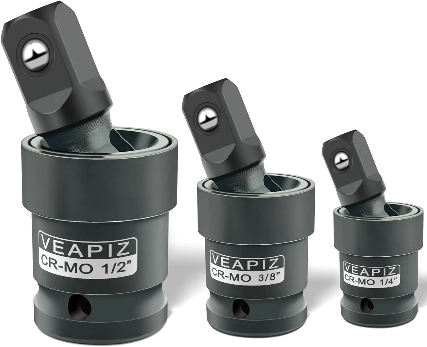 

3Pcs Impact Universal Joint Socket Set, 1/4', 3/8', 1/2' Drive, Cr-Mo Steel