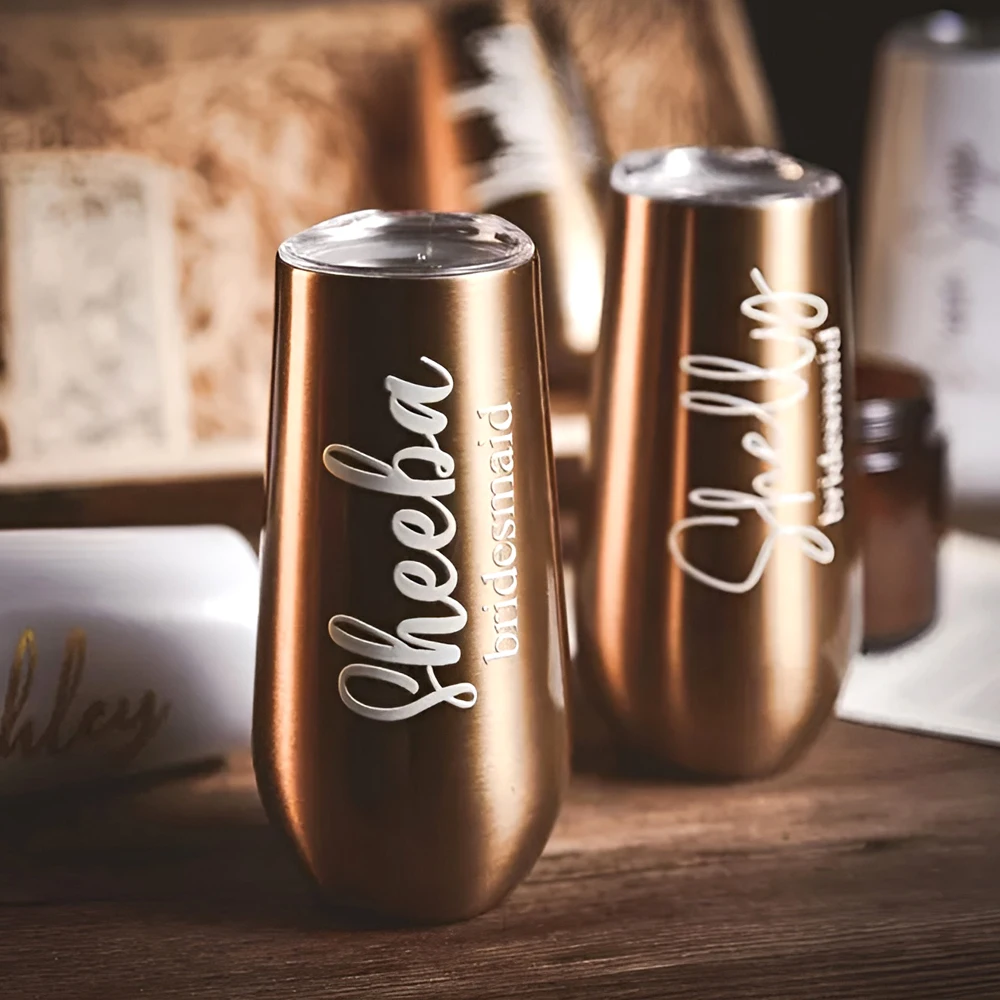 

Gifts for Bridesmaids Tumbler Personalized Name Custom Tumbler Cup Stainless Steel Thermal Tumbler Bridesmaid Flute