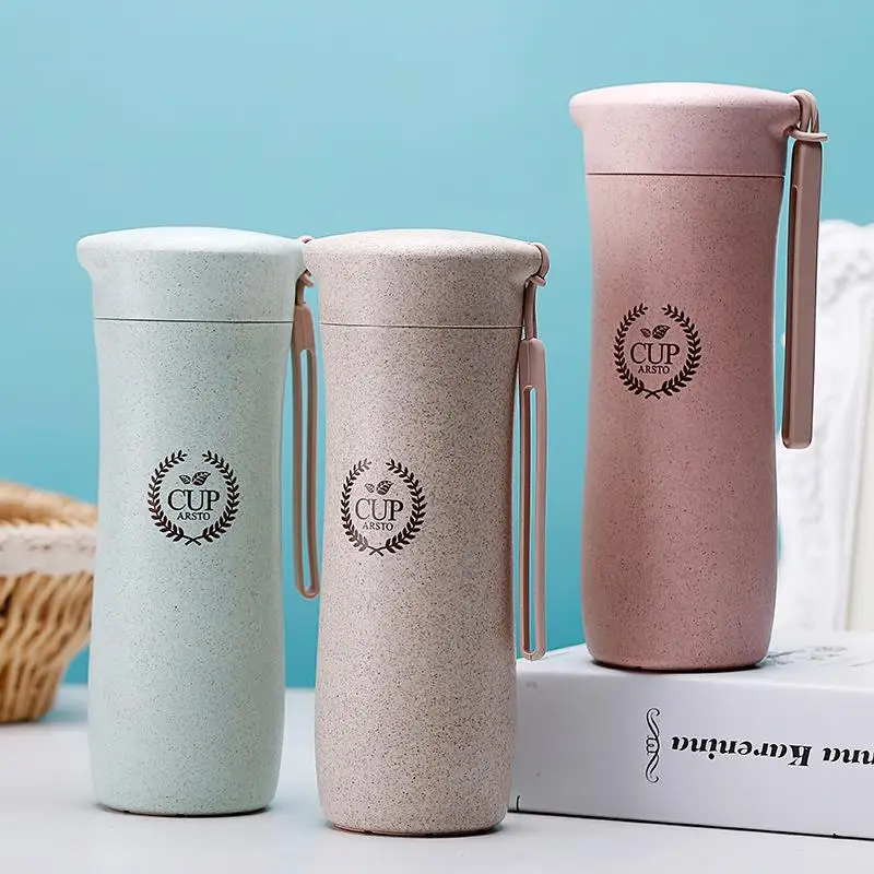 

Portable Leakproof Plastic Water Cup Simple Creative Wheat St Student Handy Cup Advertising Gift Personalized Water Bottle