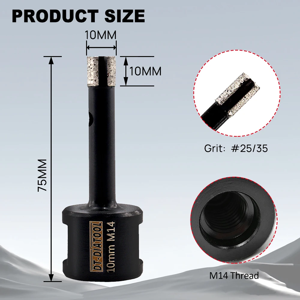 DT-DIATOOL 1pc m14 Gewinde laser geschweißt trockenes Diamant loch sah trockene Bohrkern bohrer zum Bohren von hartem Granit marmorstein – Detail 6