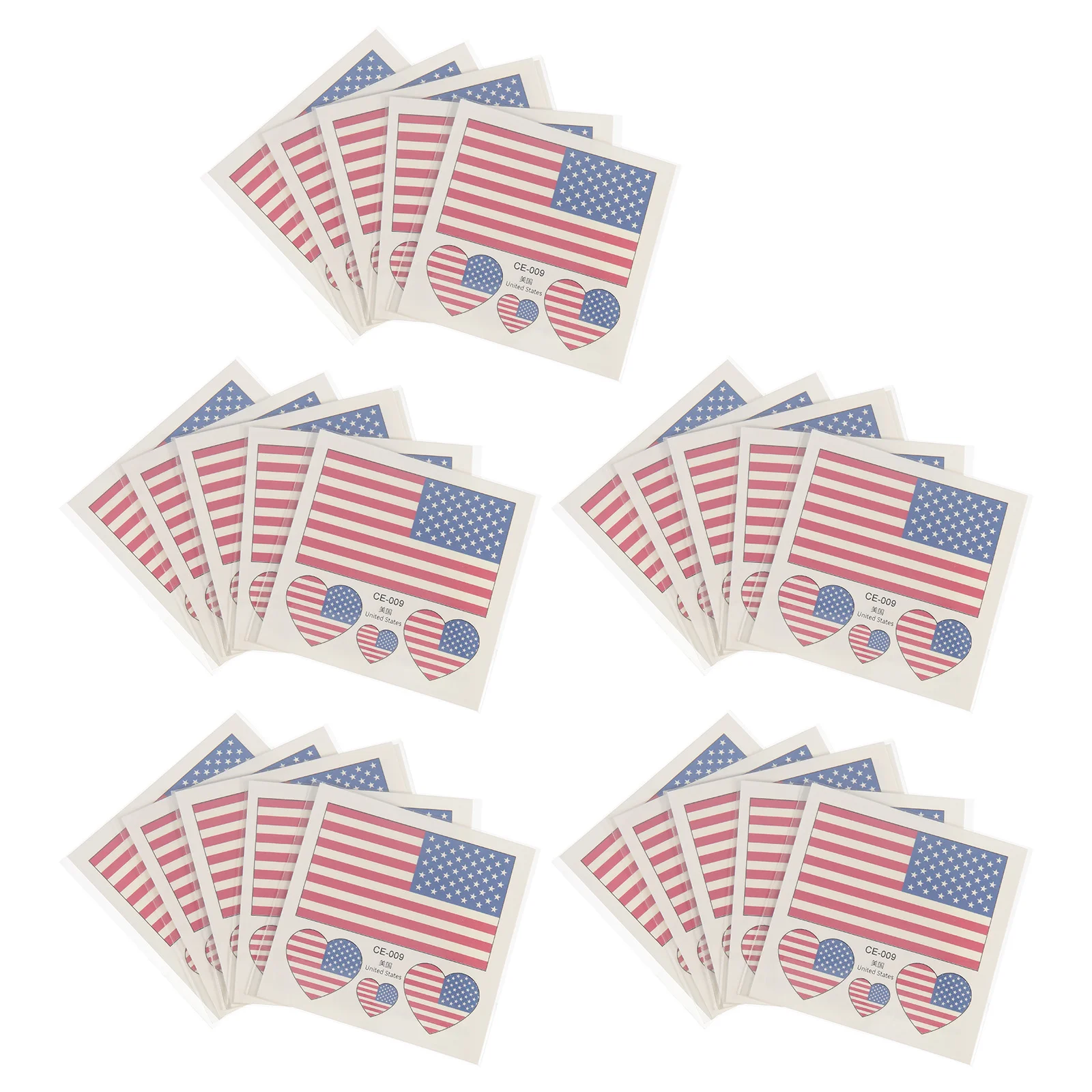 

25Pcs Patriotic American Flag Temporary Tattoos Stickers Independence Day Heart Shape Body Decal Waterproof Party Decoration